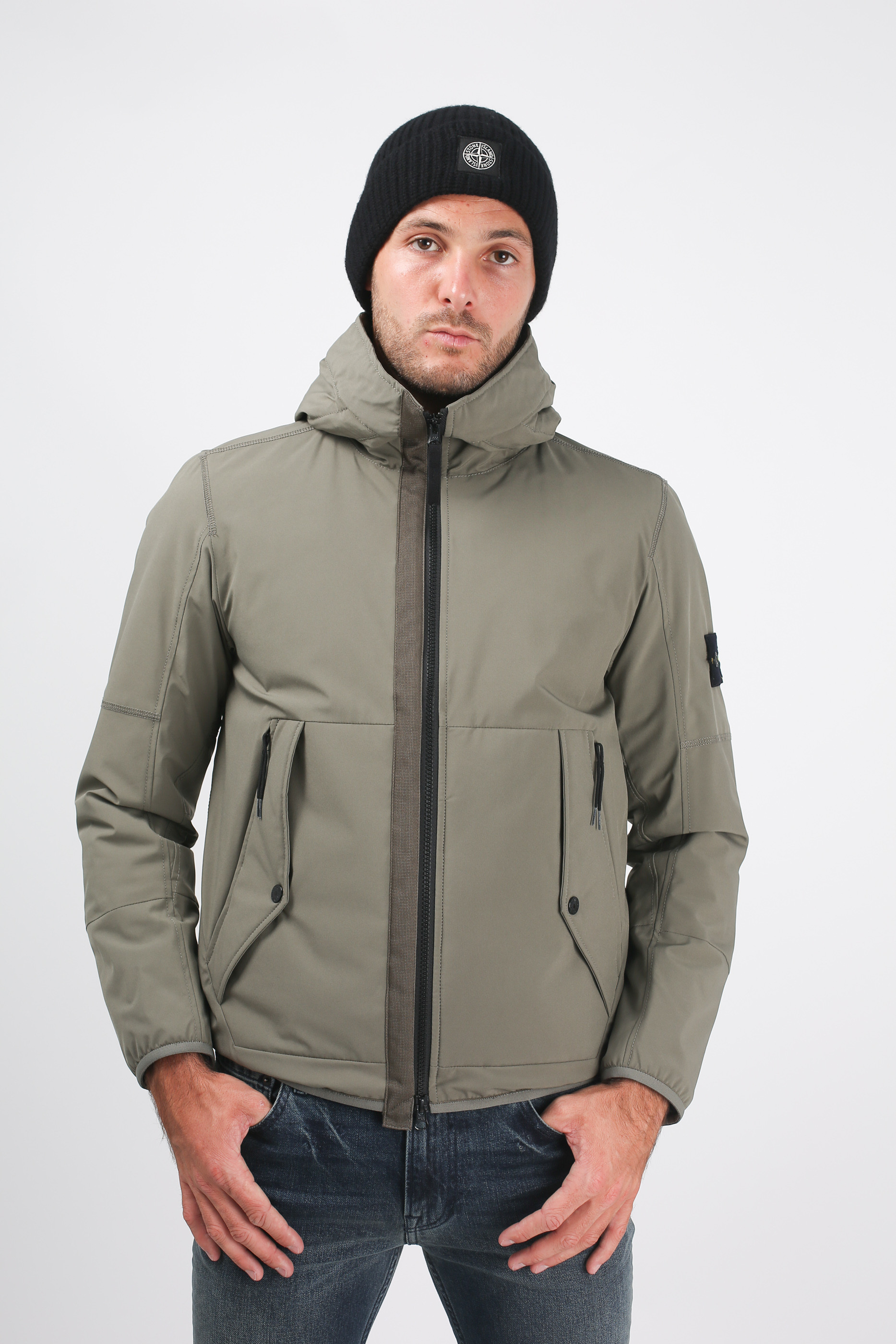 BLOUSON STONE ISLAND VERT OLIVE SOFT SHELL-R WITH PRIMALOFT 691541027-V0058