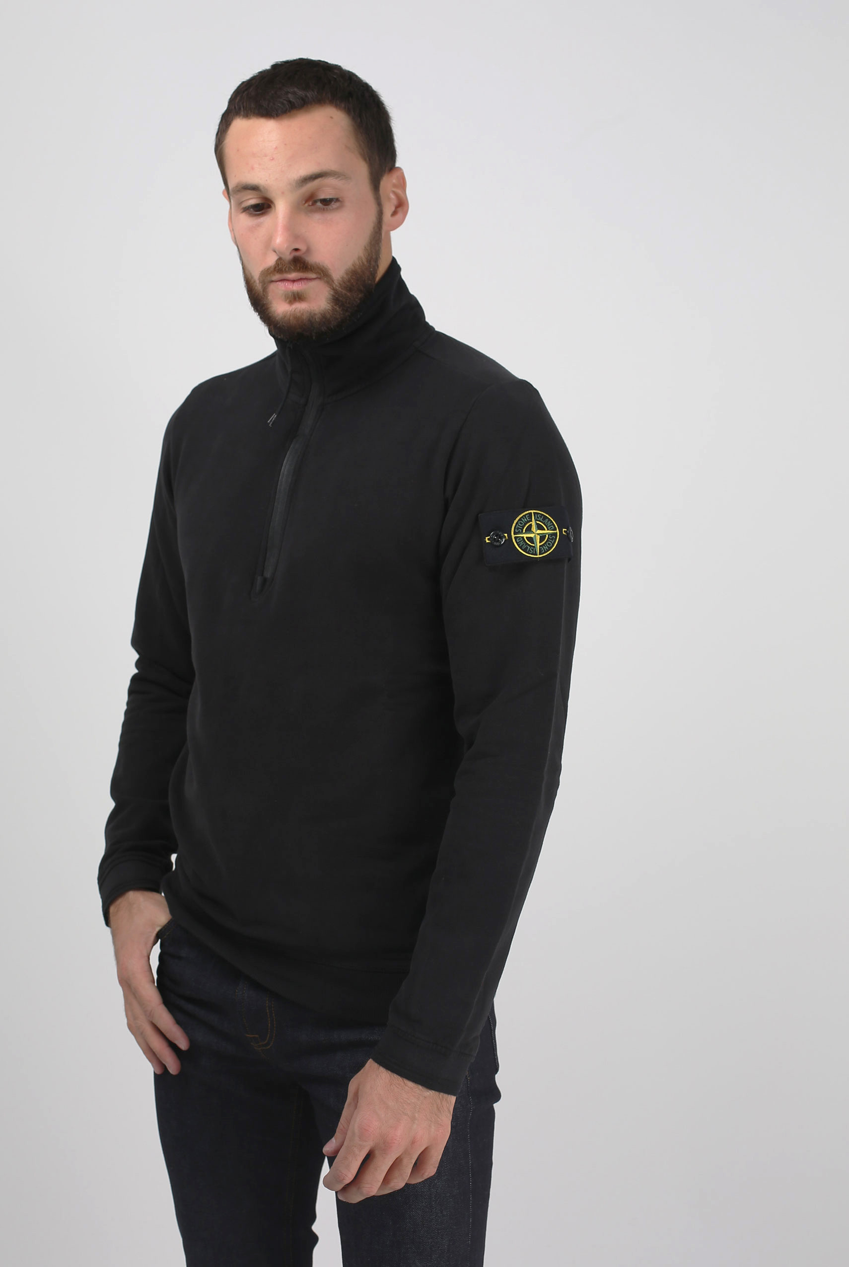 SWEAT STONE ISLAND NOIR 691562138-V0029