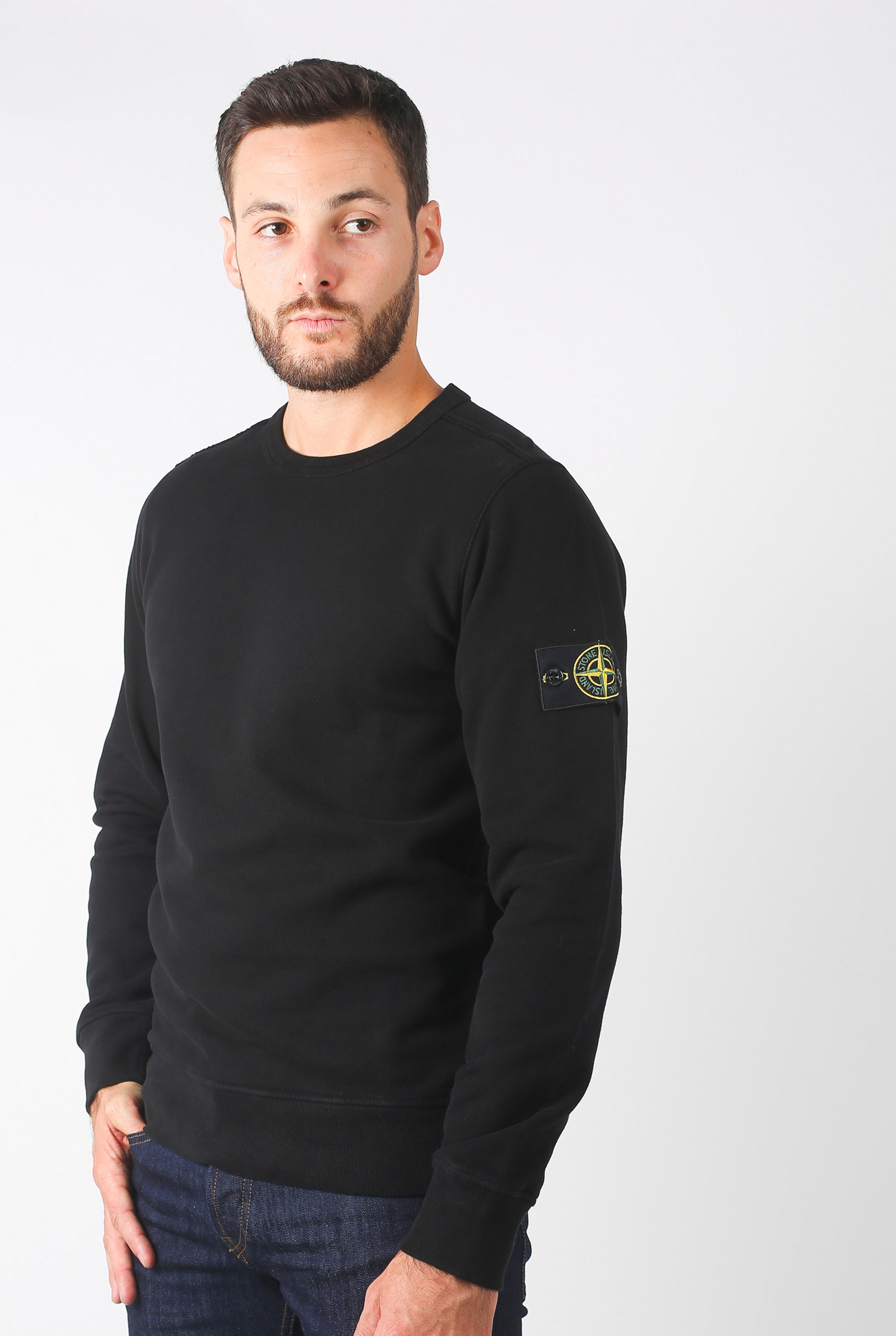 SWEAT STONE ISLAND NOIR 691562720-V0029