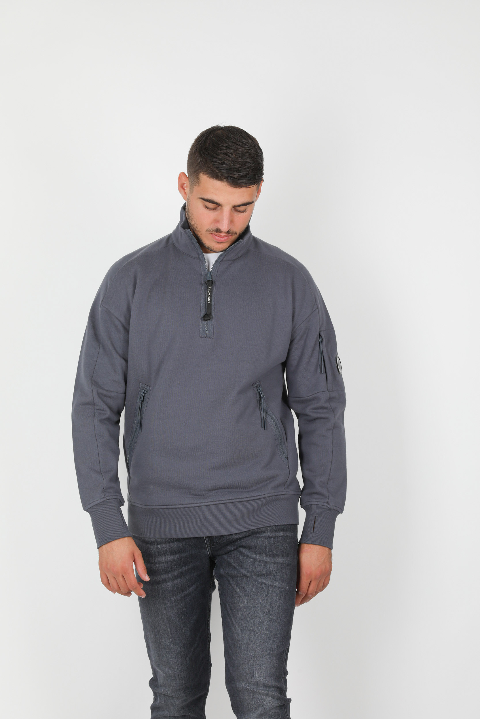 SWEAT COL ZIPPE C.P COMPANY BLEU S051A-884