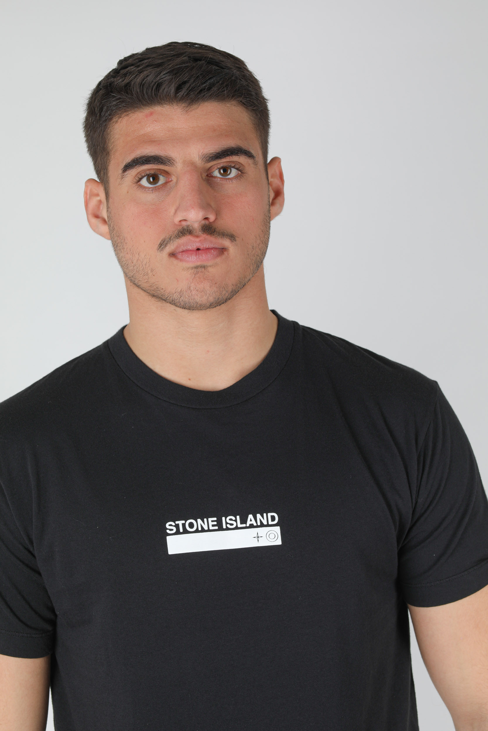 T-SHIRT STONE ISLAND NOIR LOGO BLANC 74152NS55-V0029