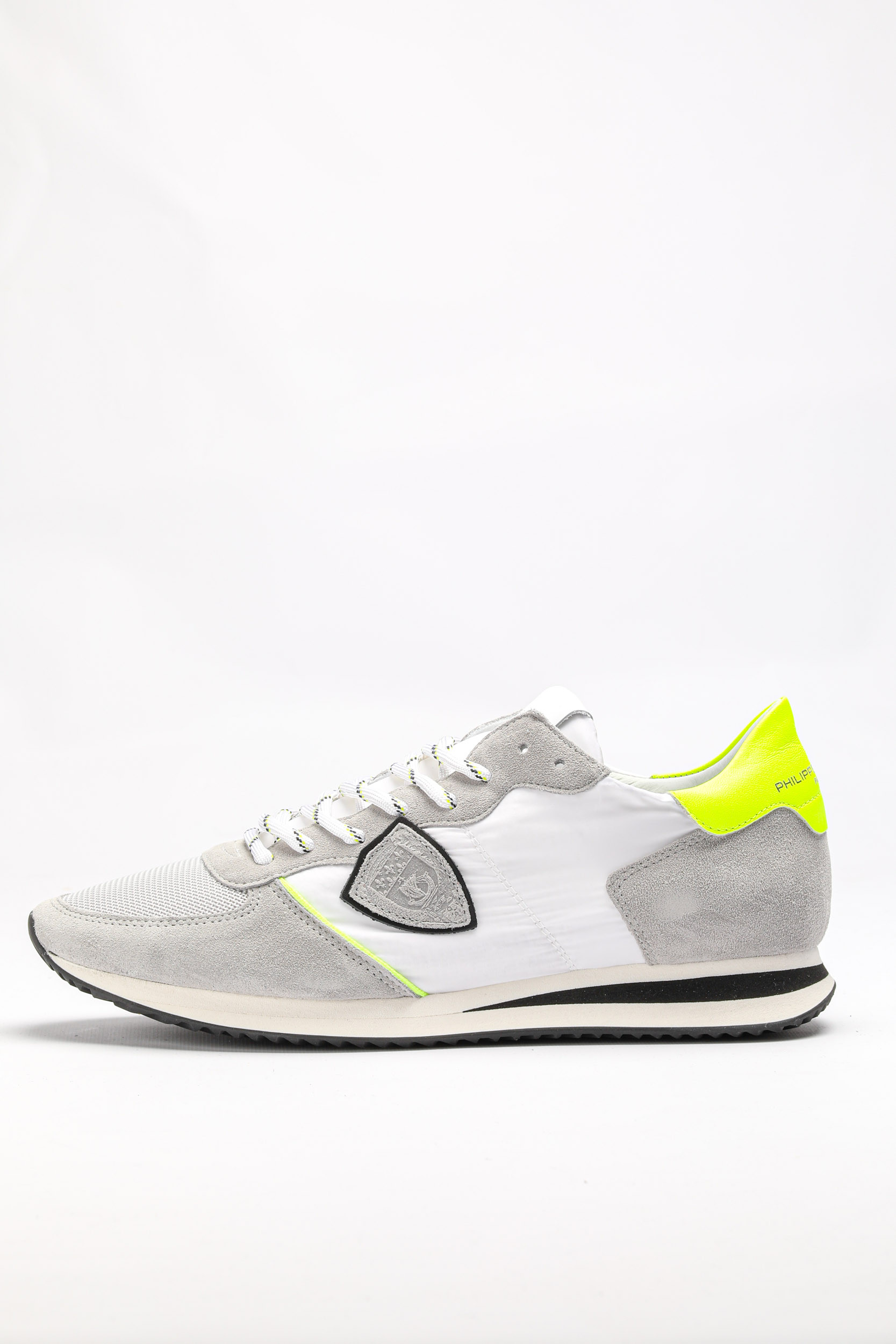 BASKETS PHILIPPE MODEL BLANCHE ET JAUNE FLUO RUNNING TZLU-WP11