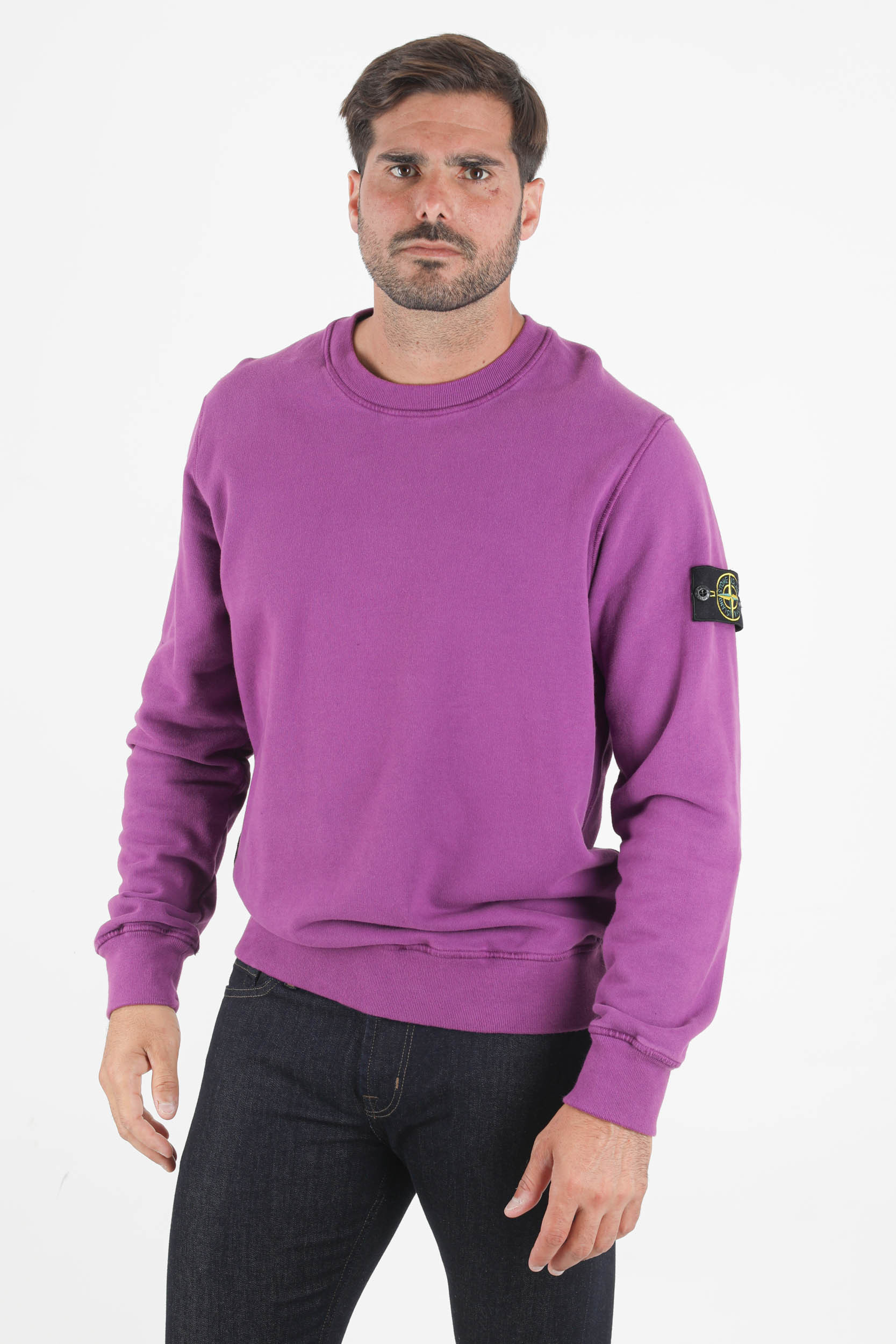 SWEAT COL ROND STONE ISLAND MAGENTA 751563020-V0045