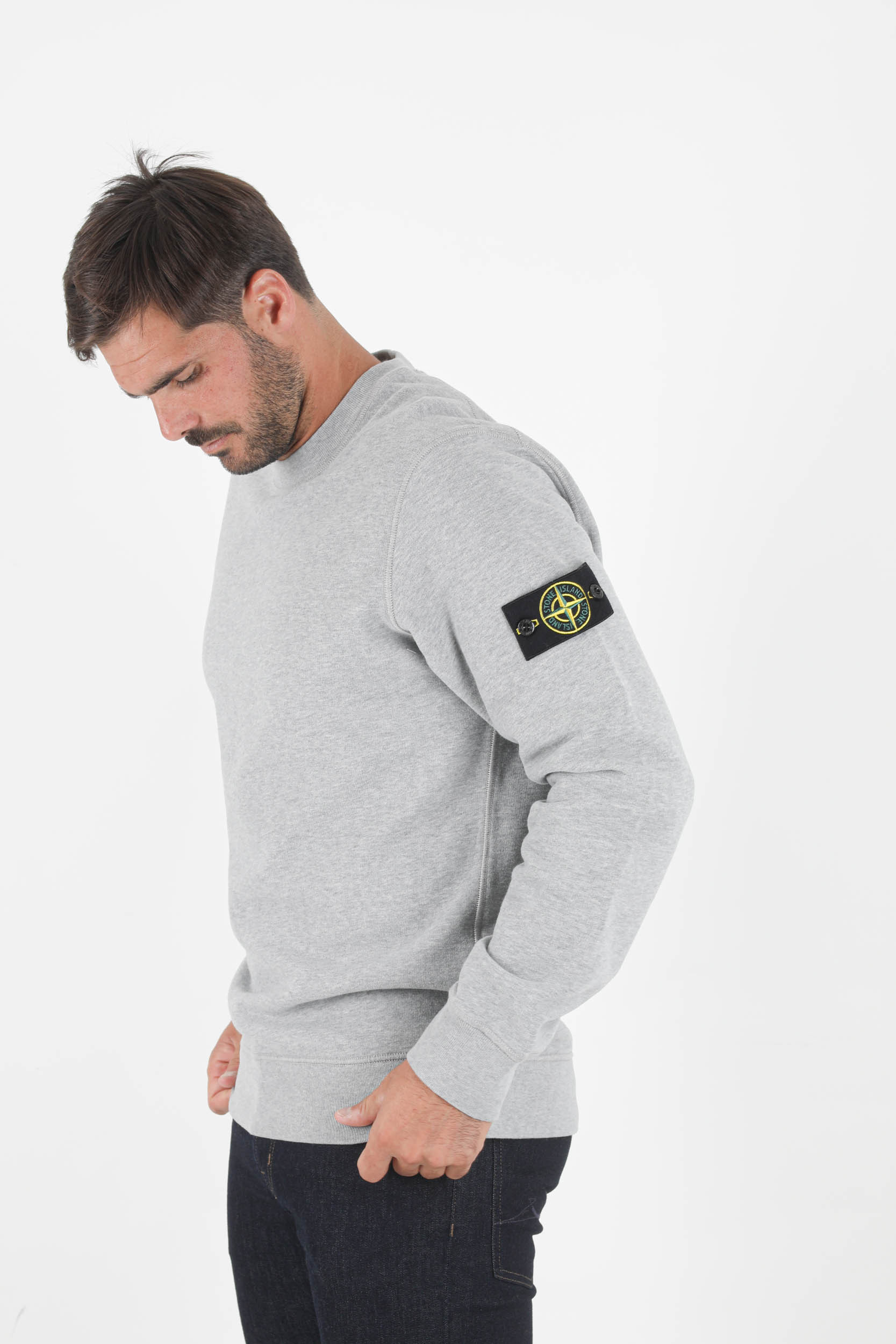 SWEAT COL ROND STONE ISLAND GRIS 751563020-V0M64