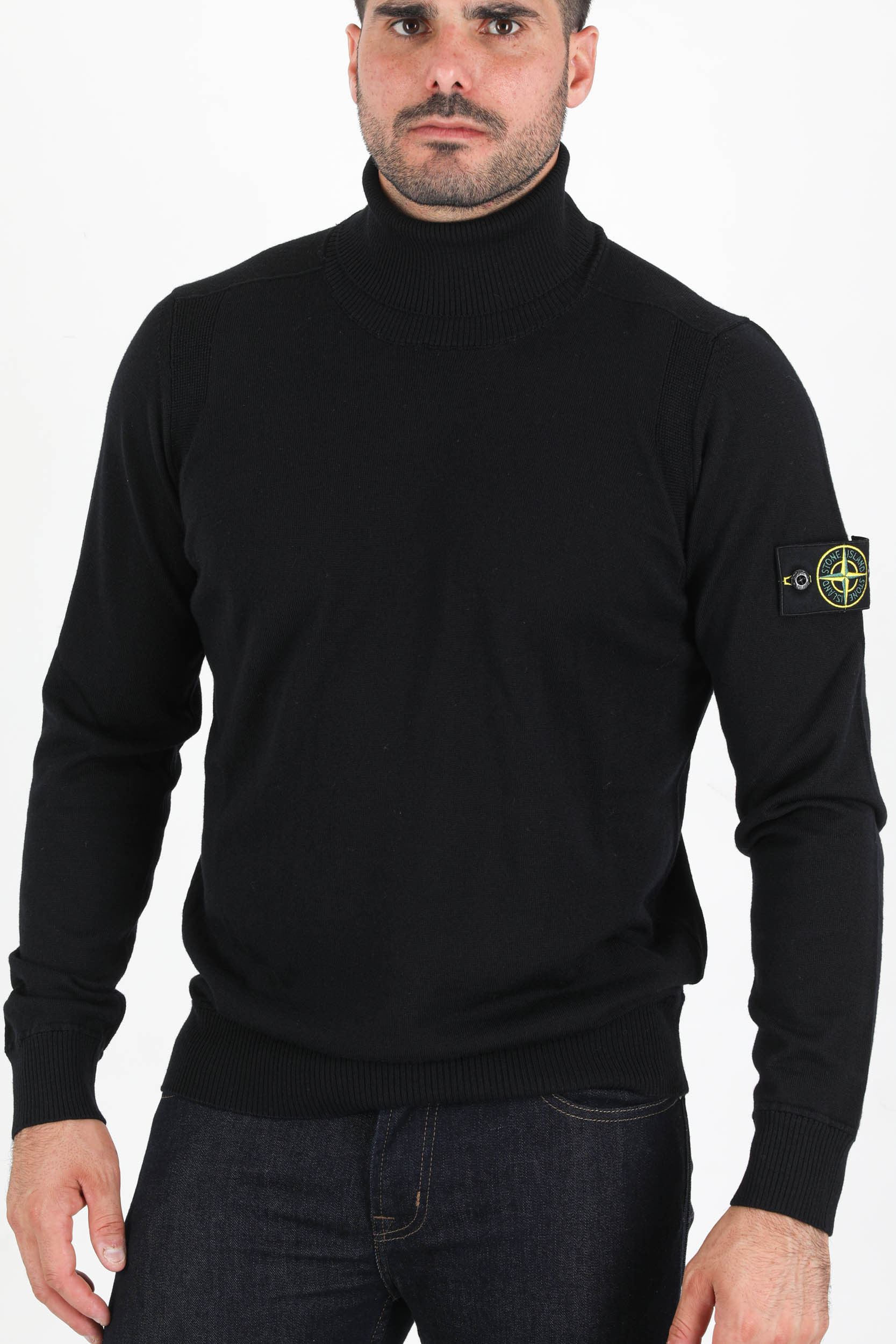 PULL COL ROULE MERINOS STONE ISLAND NOIR 7515527C4-V0029