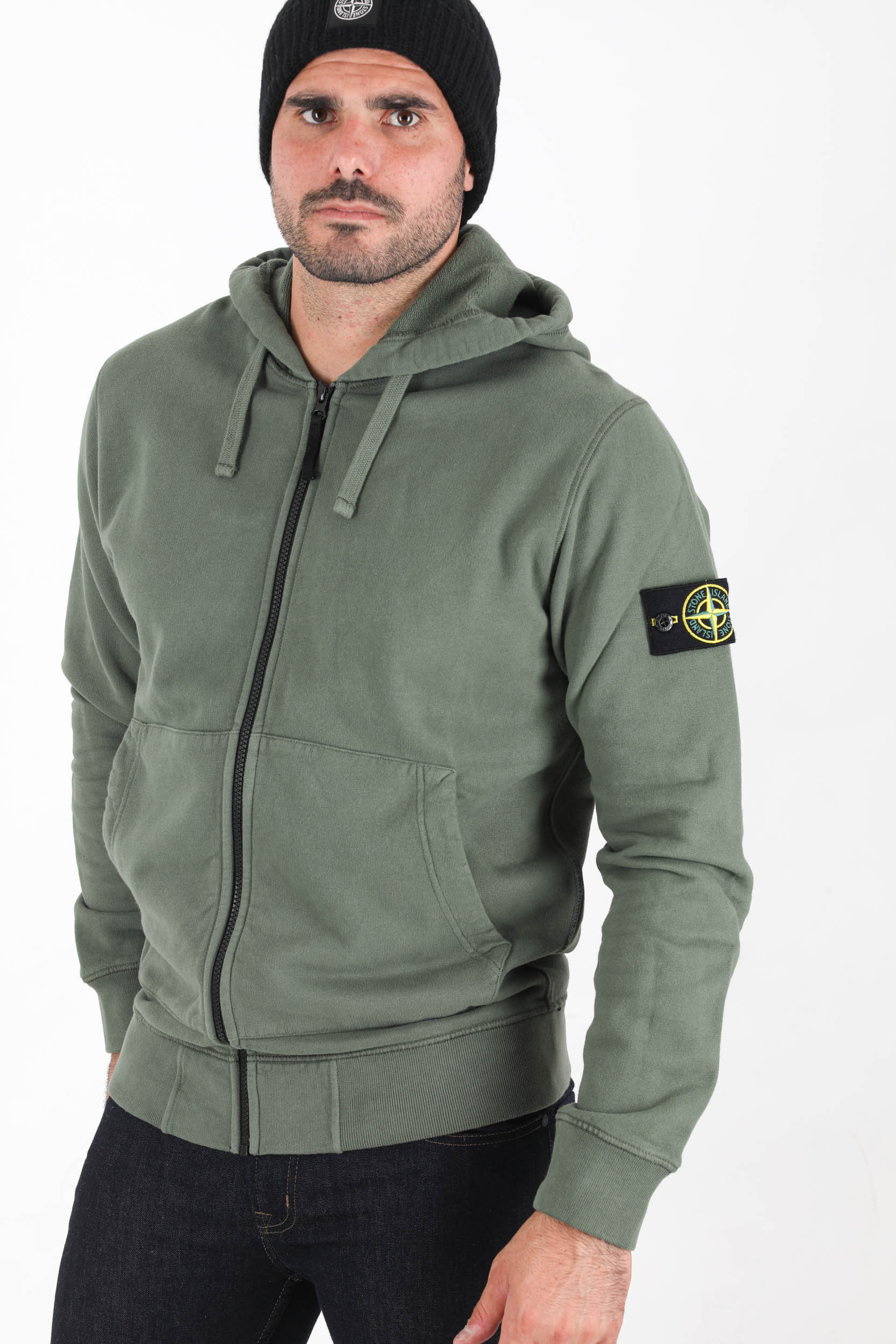 SWEAT ZIPPE STONE ISLAND KAKI 751564220-V0055