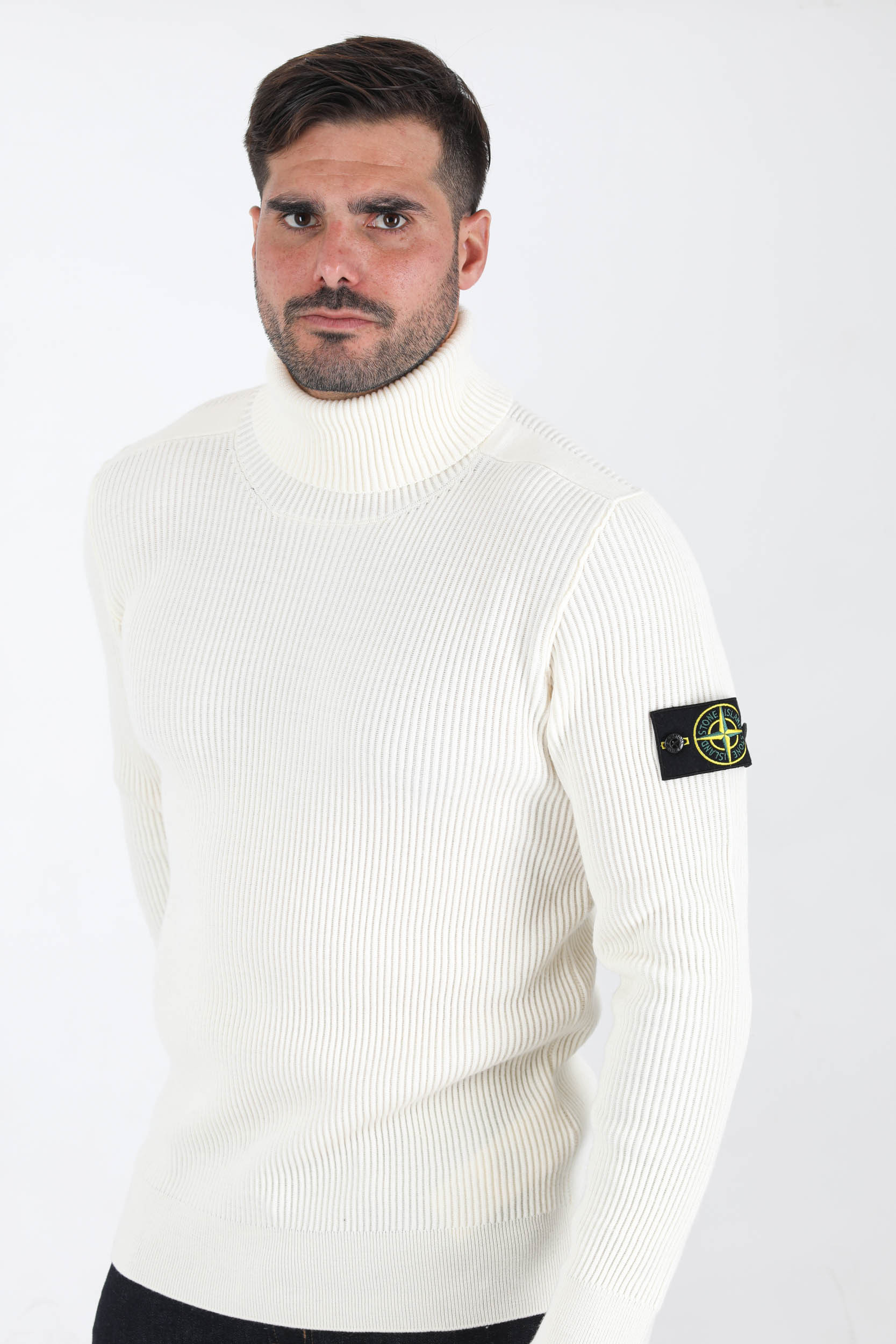 PULL COL ROULE BLANC STONE ISLAND 7515525C2-V0099