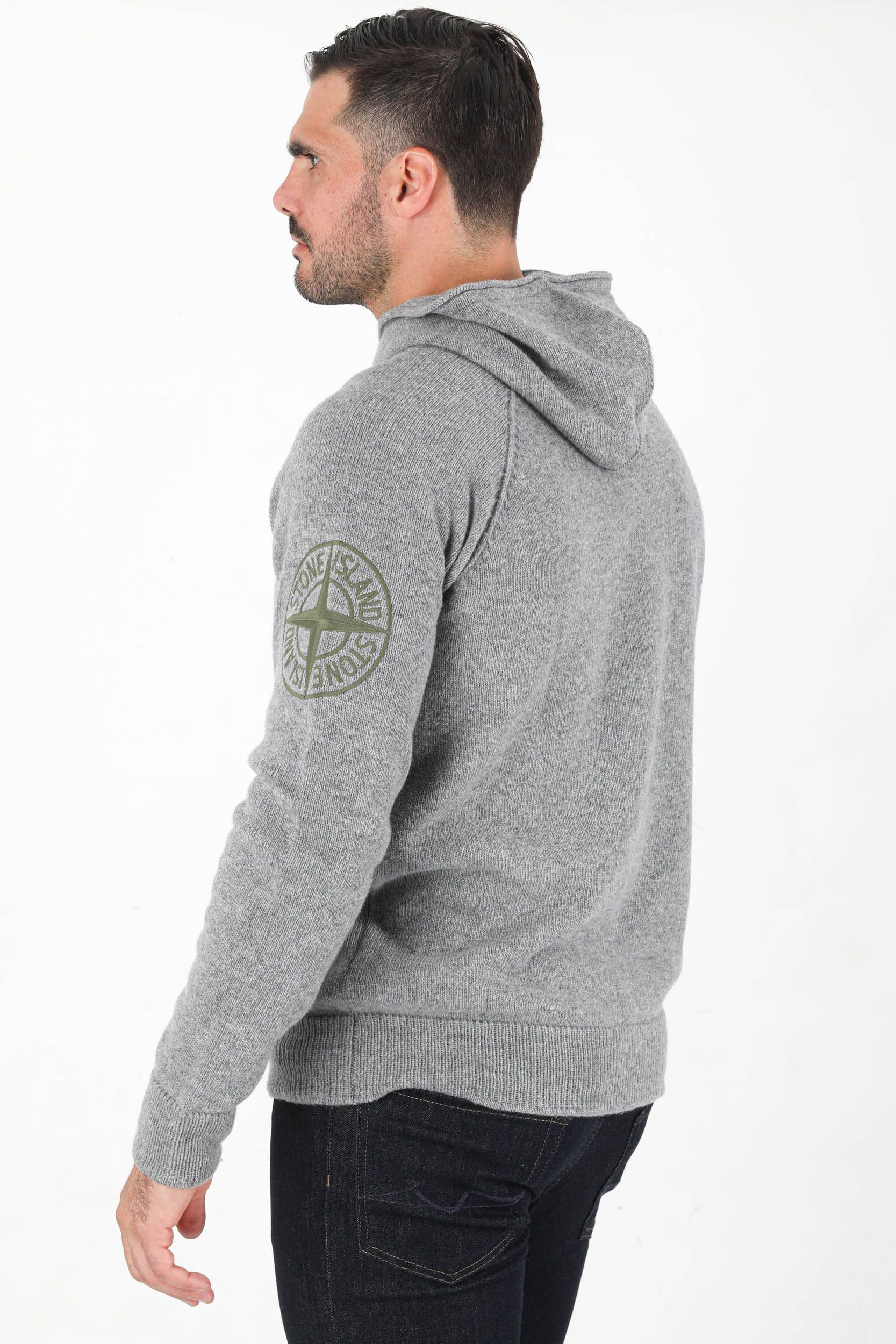 PULL A CAPUCHE EN LAINE STONE ISLAND GRIS 7515513B7-V0060