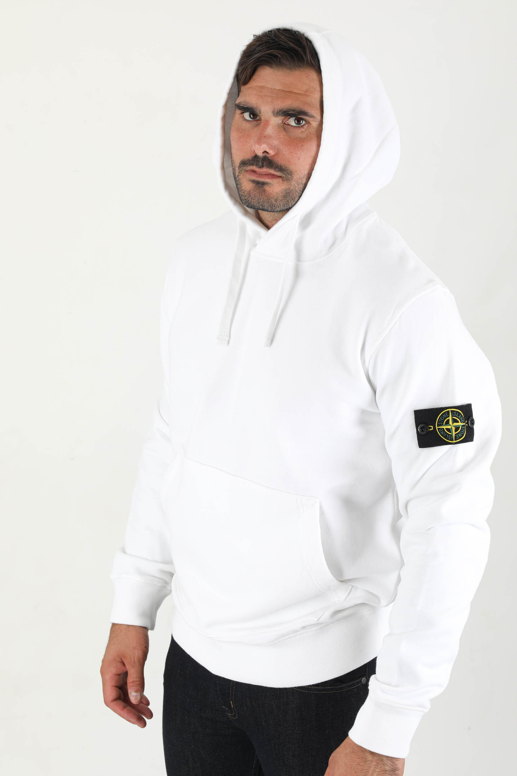 SWEAT A CAPUCHE STONE ISLAND BLANC 751564120-V0001