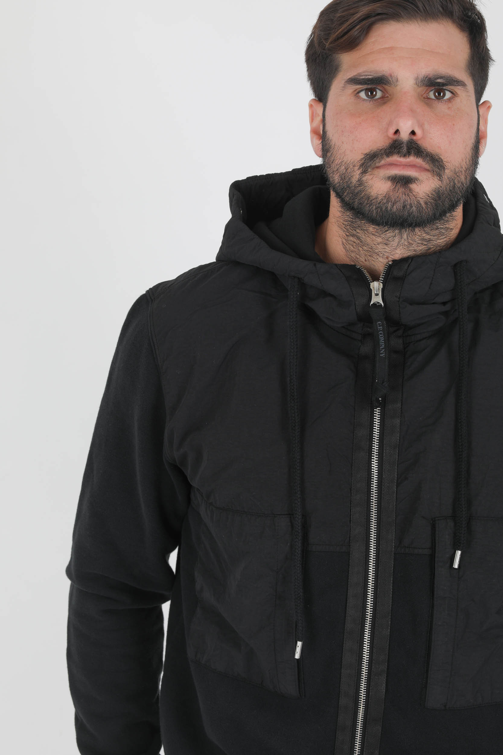 SWEAT ZIPPE C.P COMPANY NOIR BI MATIERE S281A-999