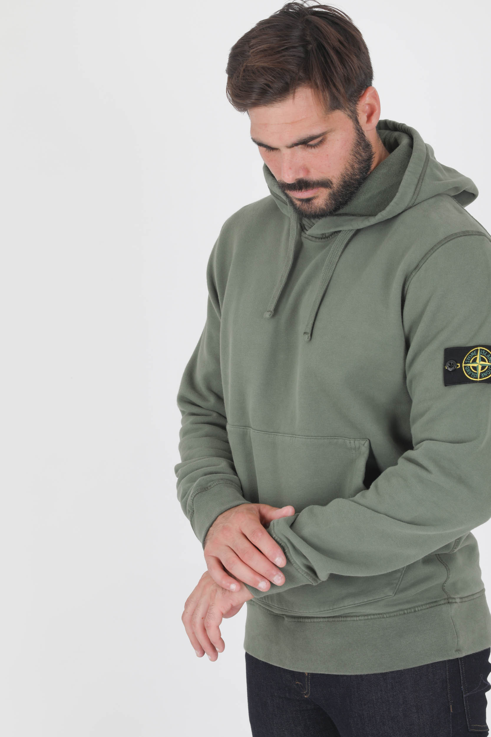 SWEAT A CAPUCHE STONE ISLAND KAKI 751564120-V0055