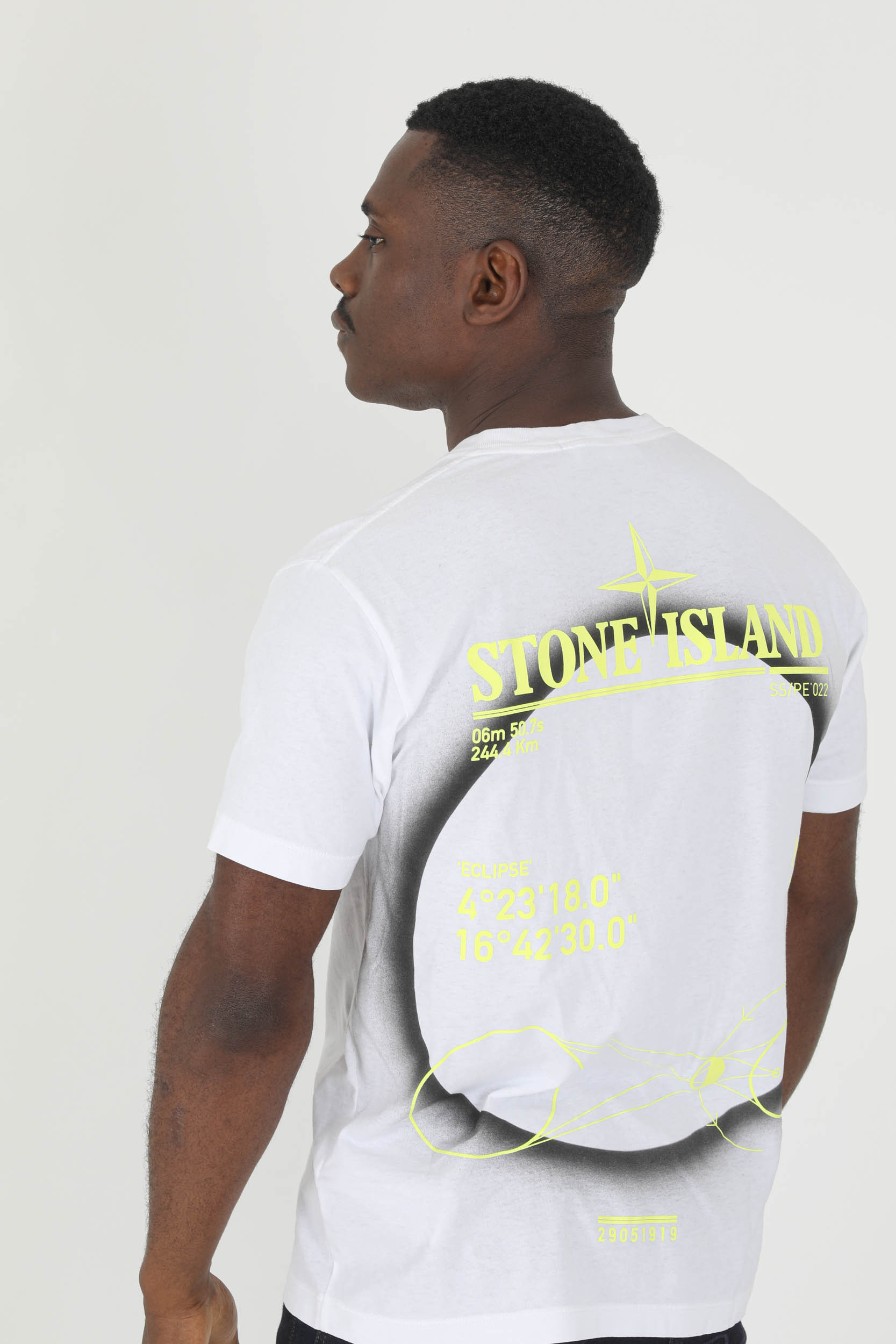 T-SHIRT STONE ISLAND BLANC/JAUNE LOGO 76152NS97-V0001