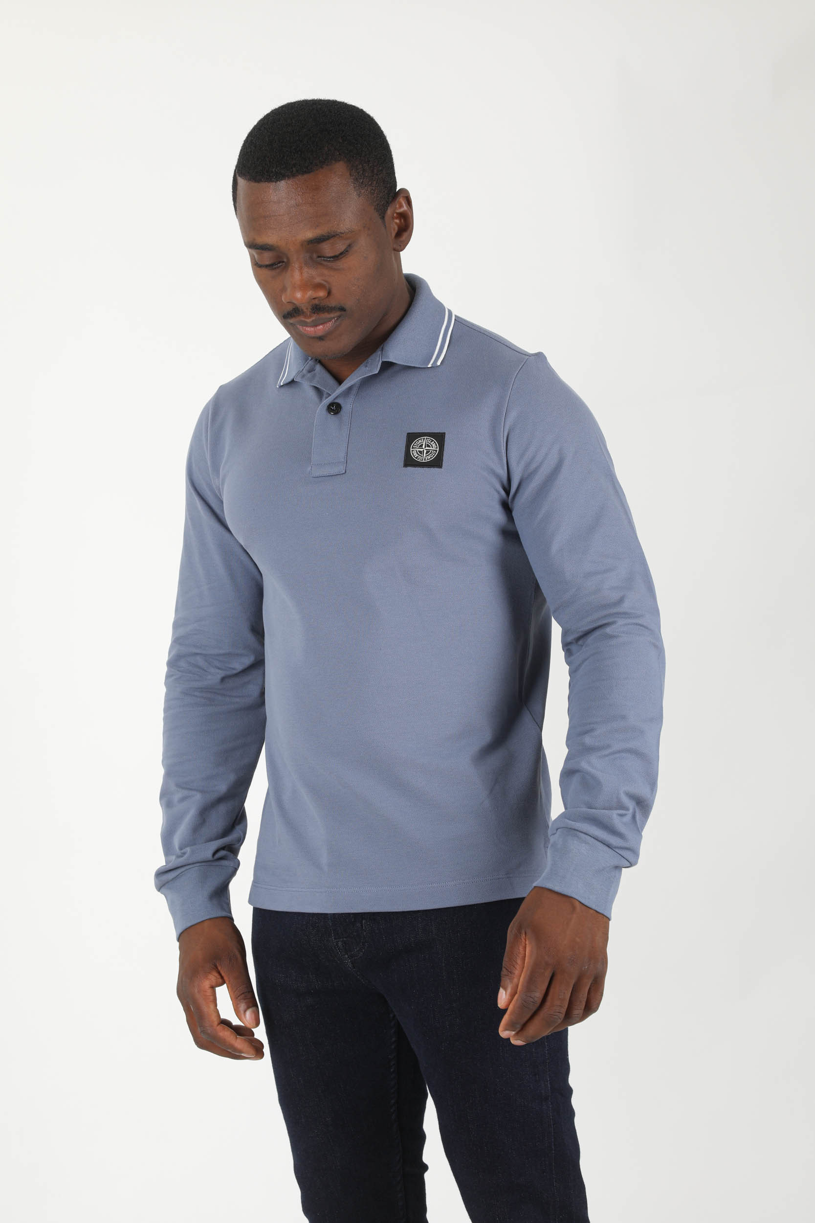 POLO MANCHES LONGUES STONE ISLAND BLEU DE PRUSSE 77152SS18-V0024