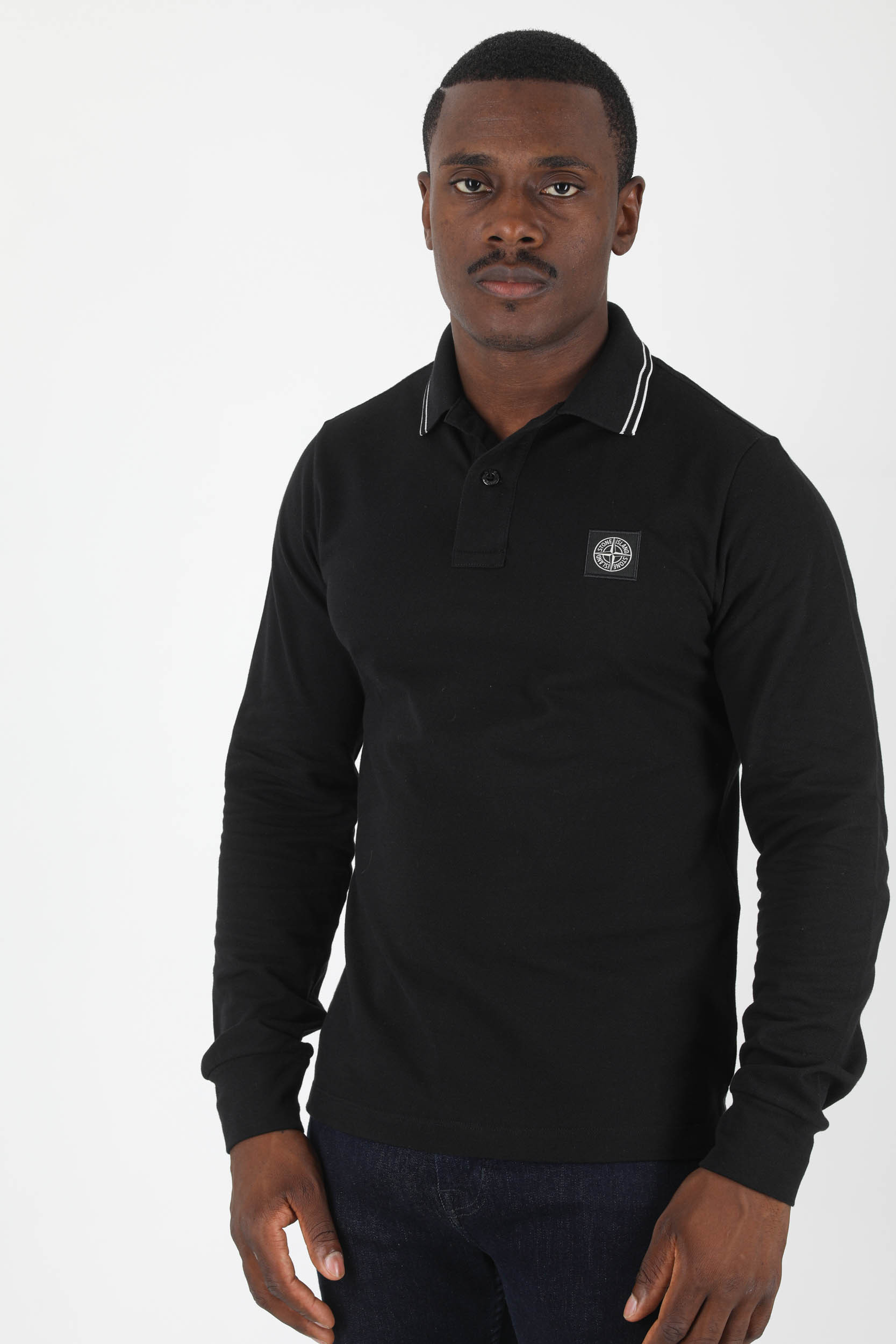 POLO MANCHES LONGUES STONE ISLAND NOIR 77152SS18-V0029