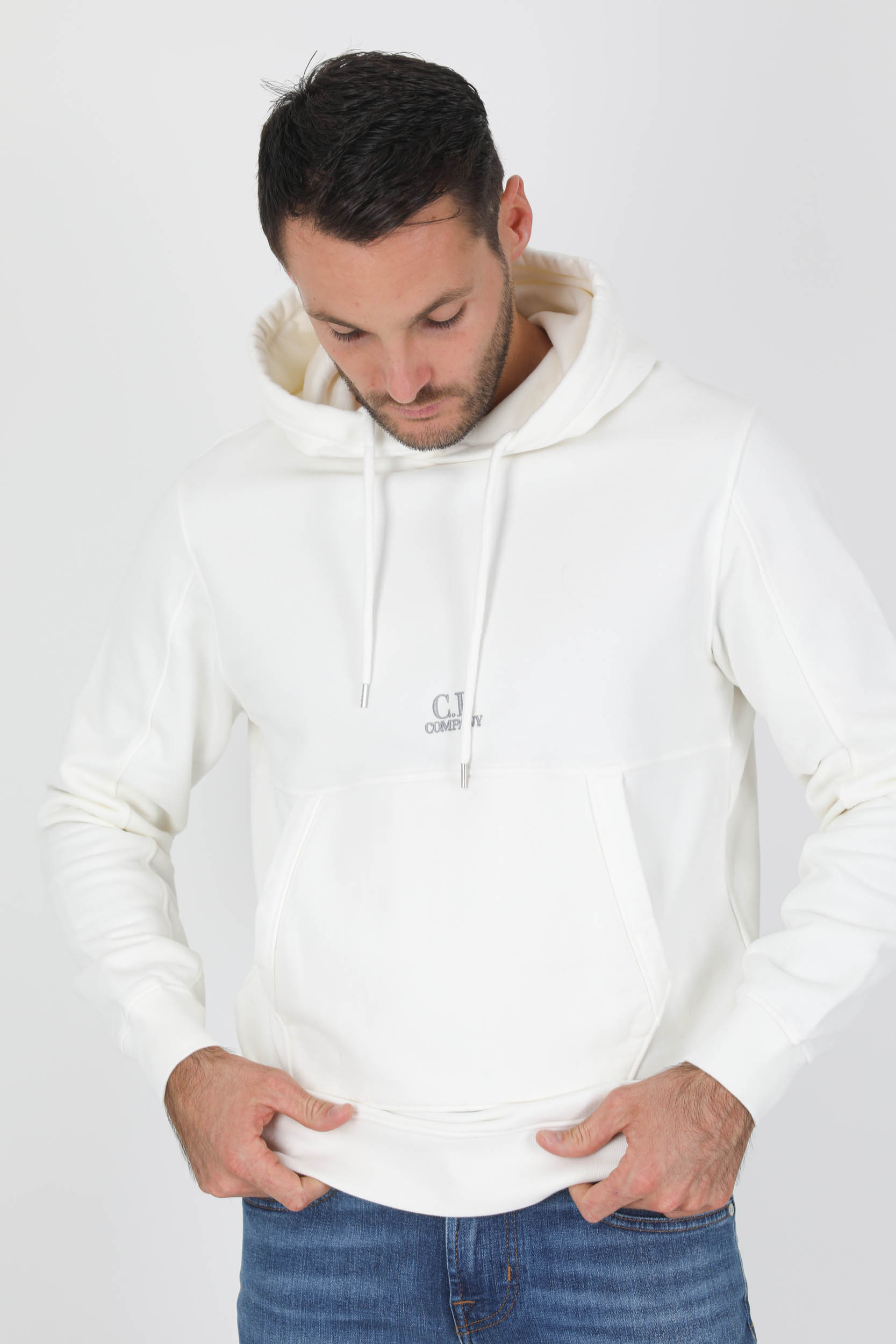 SWEAT A CAPUCHE C.P COMPANY BLANC S009A-103