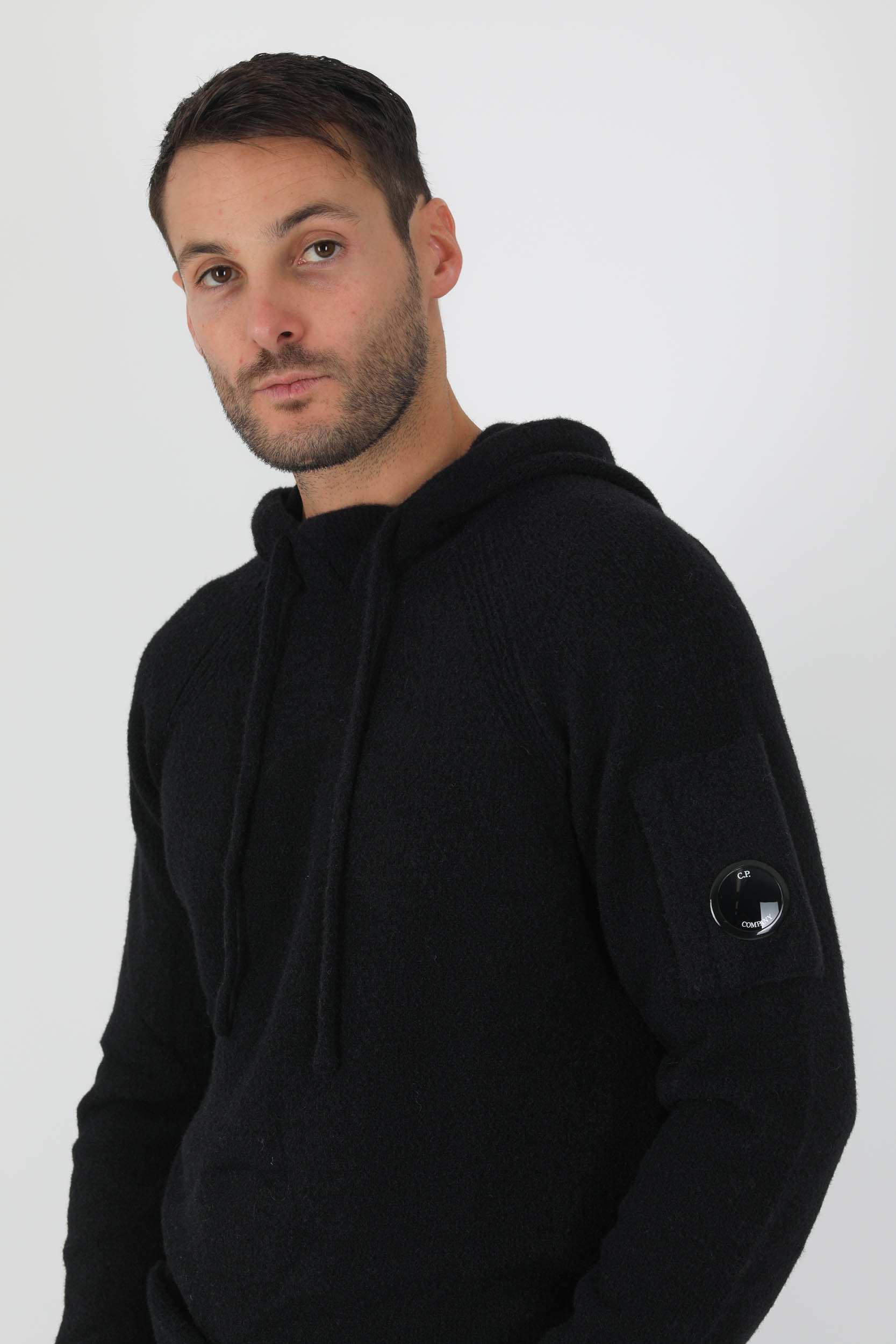 PULL EN LAINE A CAPUCHE C.P COMPANY NOIR N198A-999