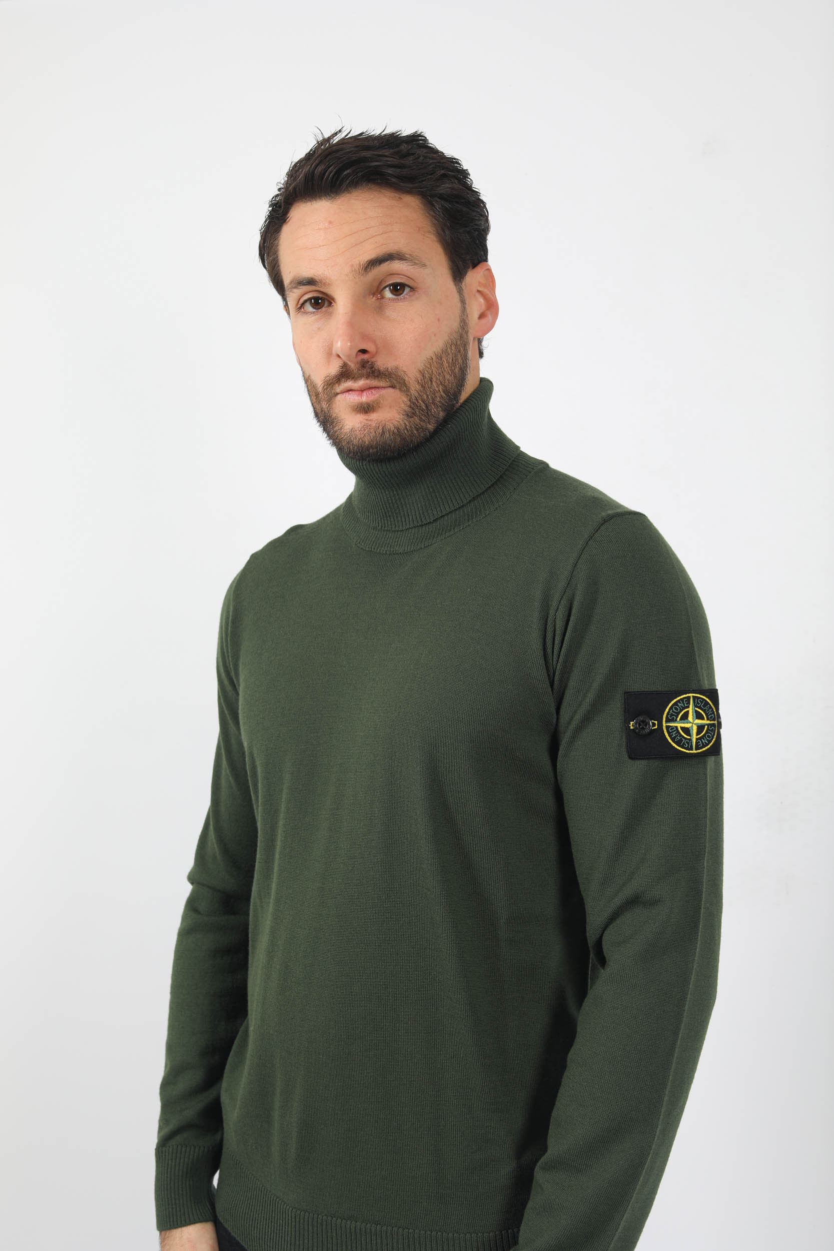 PULL COL ROULE MERINOS STONE ISLAND KAKI 7715525C4-V0058