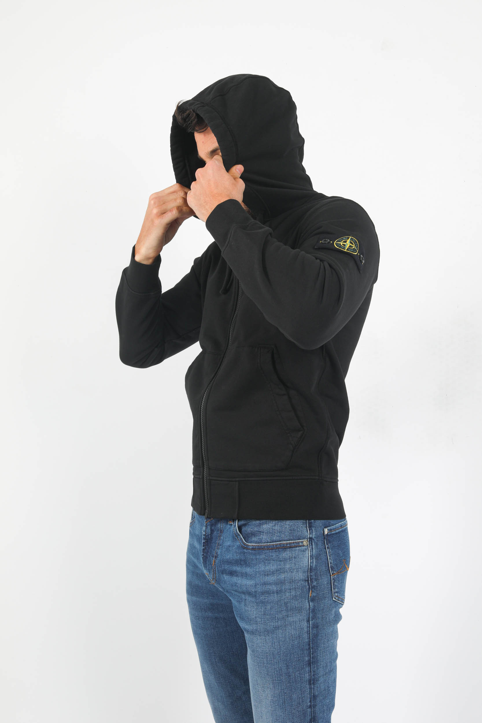 SWEAT ZIPPE STONE ISLAND NOIR 781564251-A0029