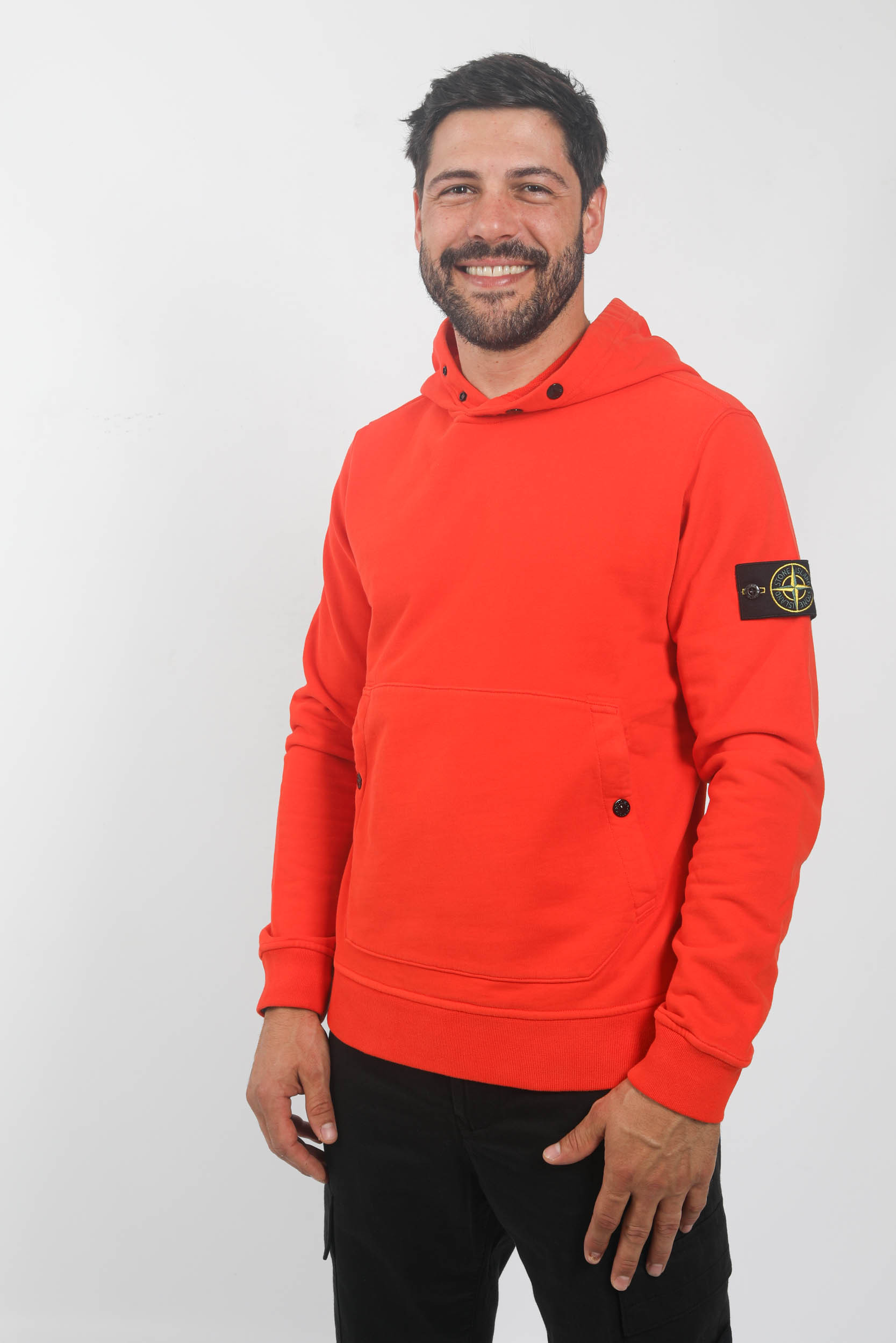 SWEAT A CAPUCHE STONE ISLAND ROUGE 791561720 V0037