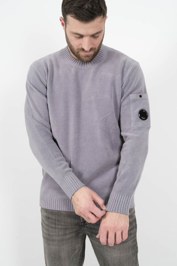 Produit PULL C.P COMPANY COL ROND EFFET VELOUR VIOLET LAVANDE N068A-774