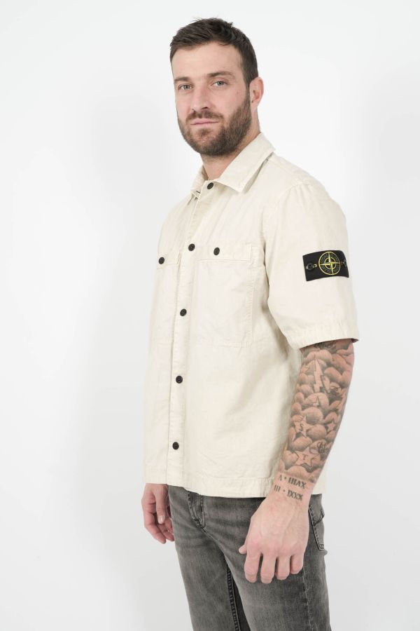 Produit CHEMISE STONE ISLAND MANCHES COURTES BLANC CREME S151229SWN-V0195