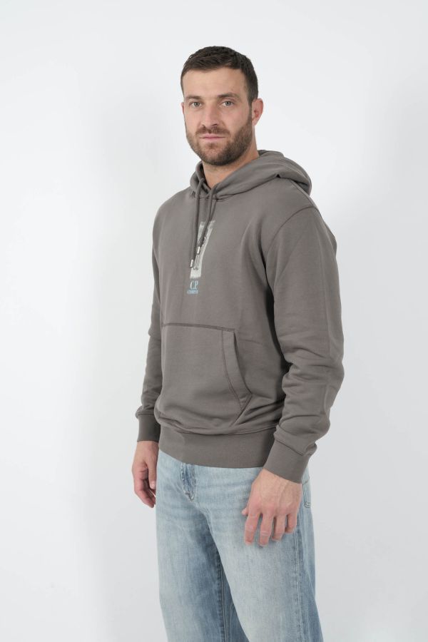 Produit SWEAT C.P COMPANY A CAPUCHE AVEC LOGO GRIS S313A-935