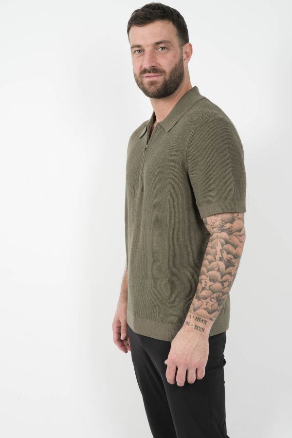 Produit POLO NN07 COL DEMI-ZIP KAKI HANSIE-343