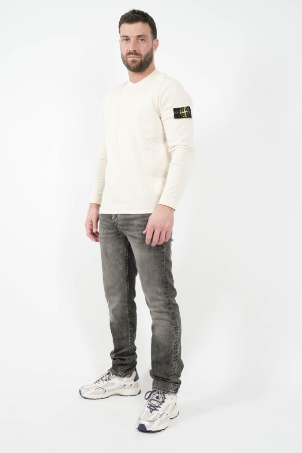 Produit PULL STONE ISLAND COL ROND BLANC CREME S155162SB9-V0093