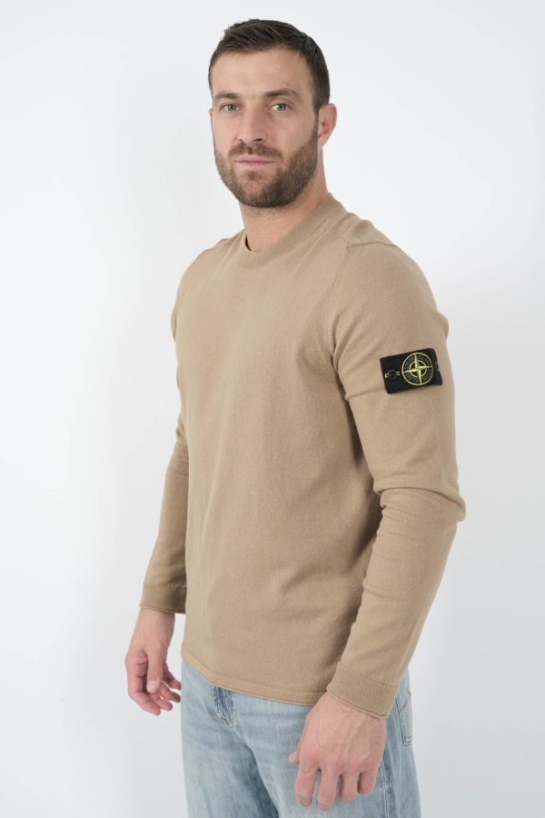 Produit PULL STONE ISLAND COL ROND BEIGE S155162SB9-V0094