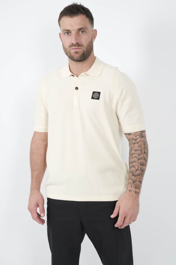 Produit POLO STONE ISLAND EN MAILLE ECRU S155133SB5-V0093