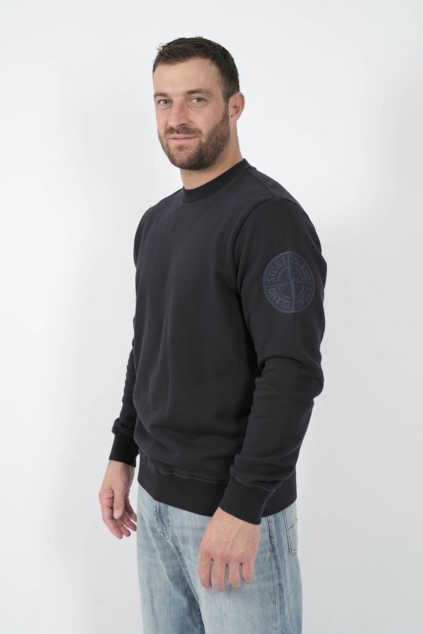Produit SWEAT STONE ISLAND COL ROND LOGO BRODE MARINE S156126S0122-V0020