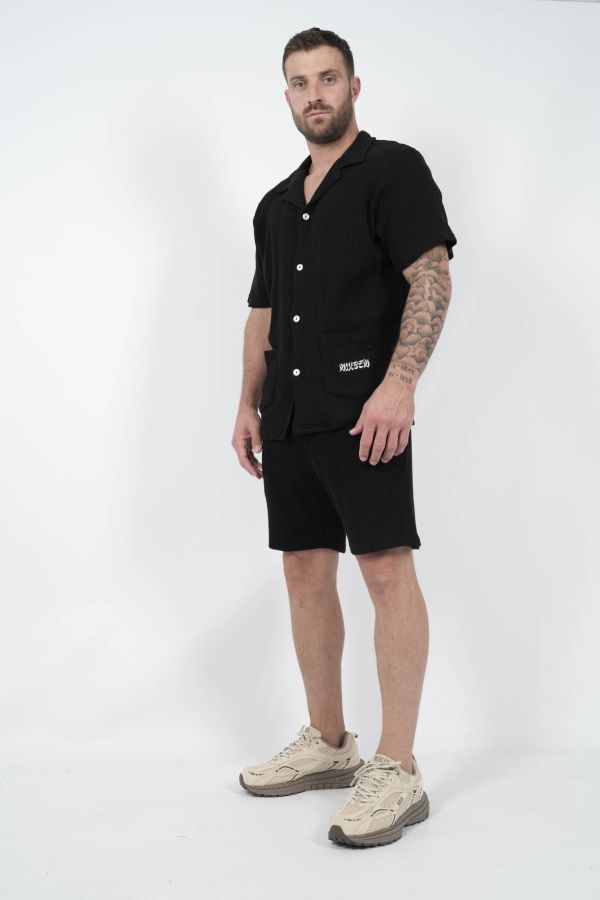 Produit CHEMISE NIKBEN A MANCHES COURTES SAFI GAUFRE NOIR 6110