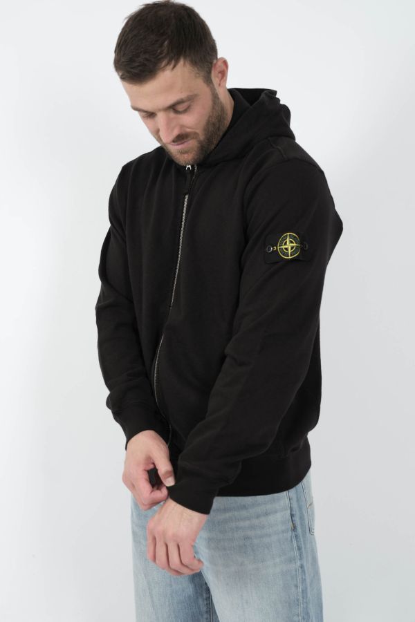 Produit SWEAT STONE ISLAND ZIPPE A CAPUCHE NOIR S156121S60-V0029