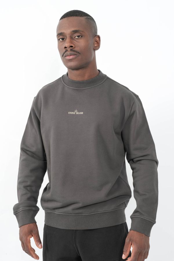 Produit SWEAT STONE ISLAND OVERSIZE GRIS PLOMB AVEC IMPRIME DANS LE DOS 6100018-V0062