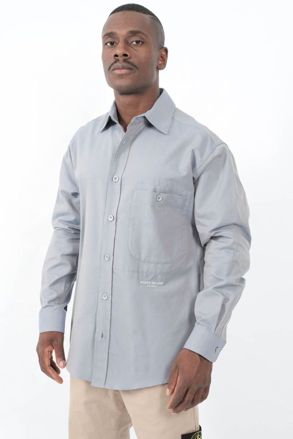 Produit CHEMISE STONE ISLAND MARINA BLEUE CLAIR EN OXFORD 1100003-V0040