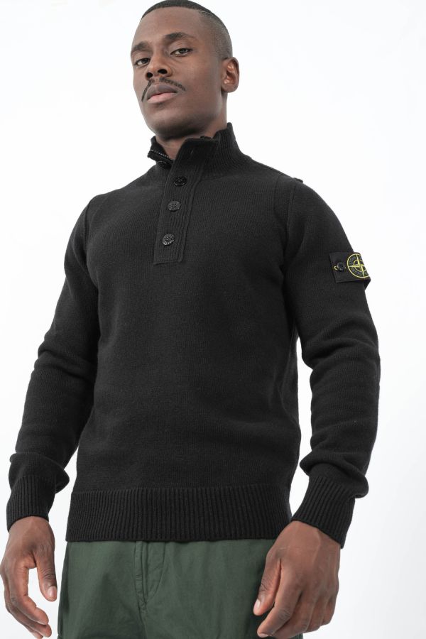 Produit PULL STONE ISLAND DEMI-ZIP ET BOUTONS NOIR 5100040-V0029