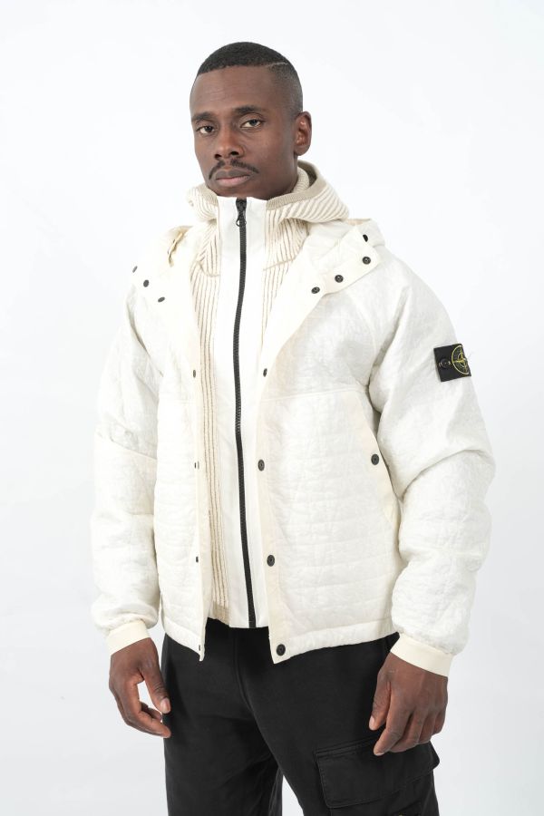 Produit BLOUSON STONE ISLAND A CAPUCHE CREME 4100023-V0093
