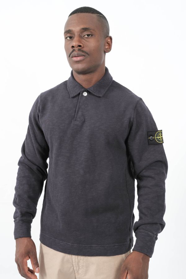 Produit SWEAT STONE ISLAND COL CHEMISE MARINE 6100054-V0026