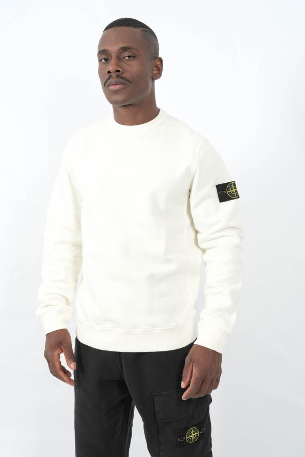 Produit SWEAT STONE ISLAND COL ROND BLANC CREME 6100028-V0093