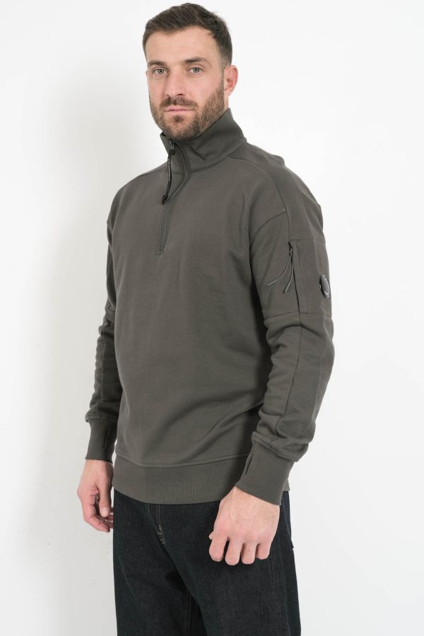 Produit SWEAT COL ROND DEMI ZIP CP COMPANY GRIS PLOMB S153A-978