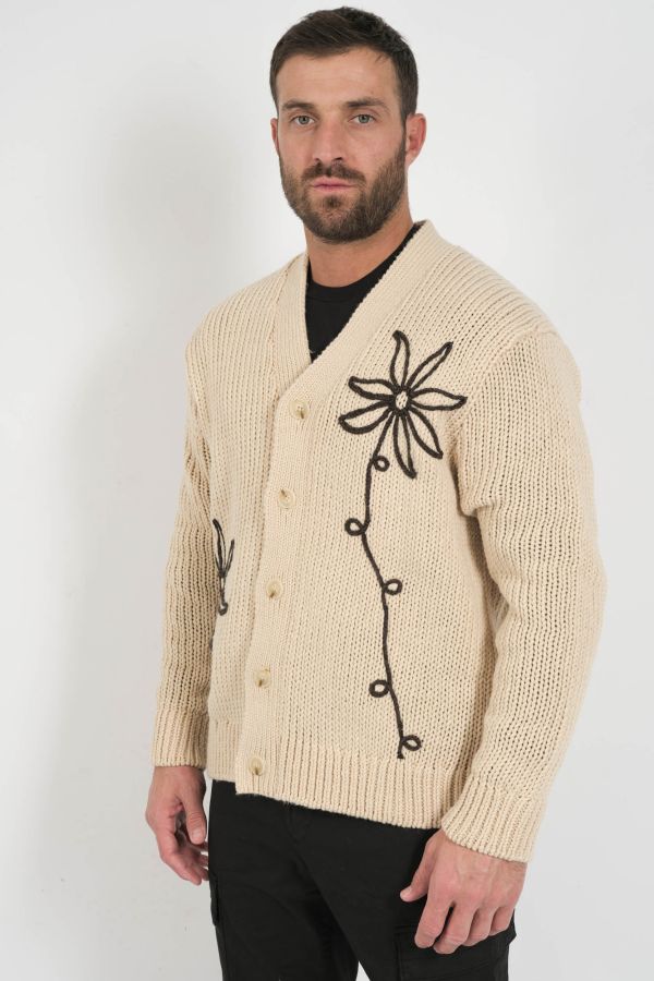 Produit GILET LAINE COL V NN.07 BEIGE MIKA FLO-020