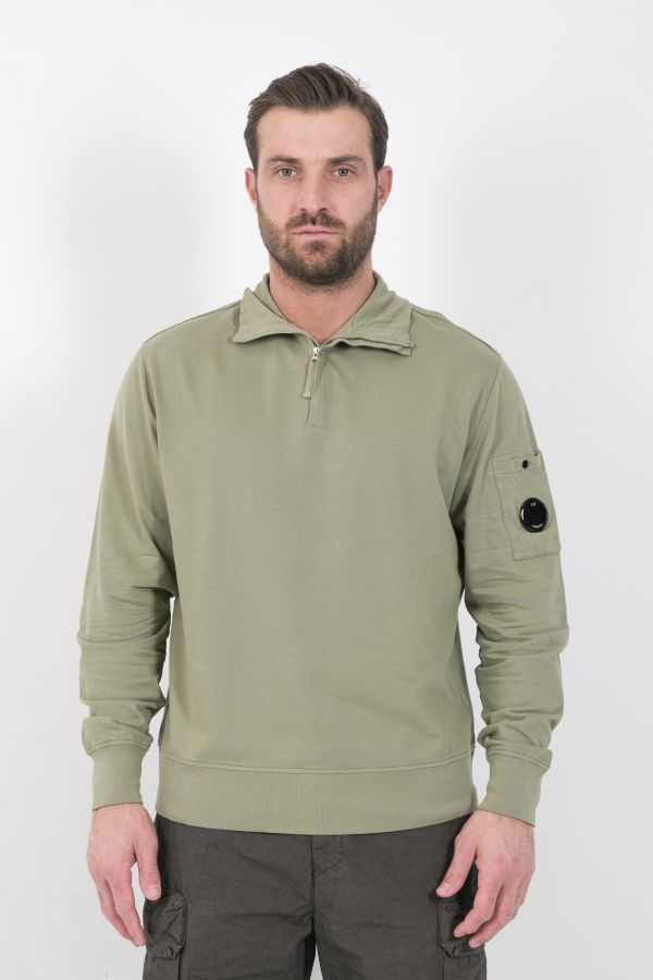 Produit SWEAT CP COMPANY COL ZIPPE VERT AMANDE S022A-610