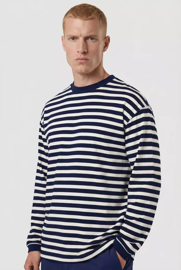 Produit T-SHIRT MANCHES LONGUES MOTIFS MARIN BLEU MARINE NN.07