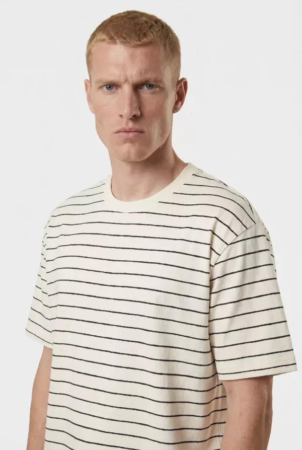 Produit T-SHIRT EN COTON ECRU A RAYURES BLEU NN.07 PEDRO SS-200