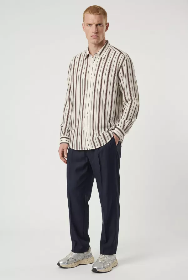 Produit CHEMISE ECRU A RAYURES CHOCOLAT NN.07 DEON-880