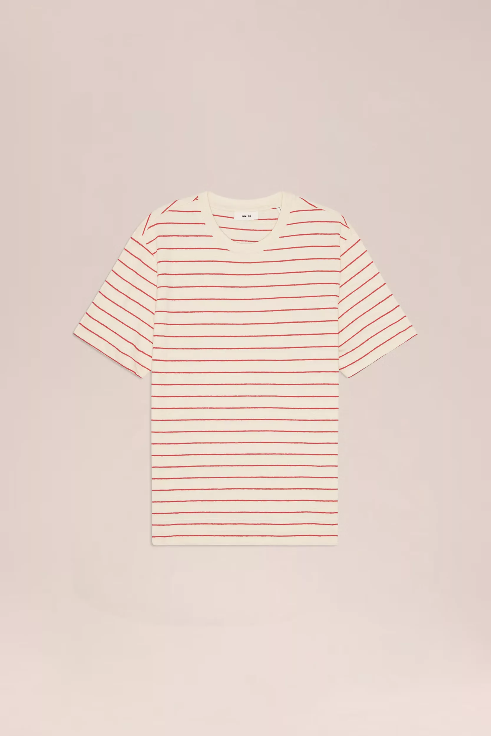 TSHIRT EN COTON ECRU A RAYURES ROUGES NN.07 PEDRO SS-588