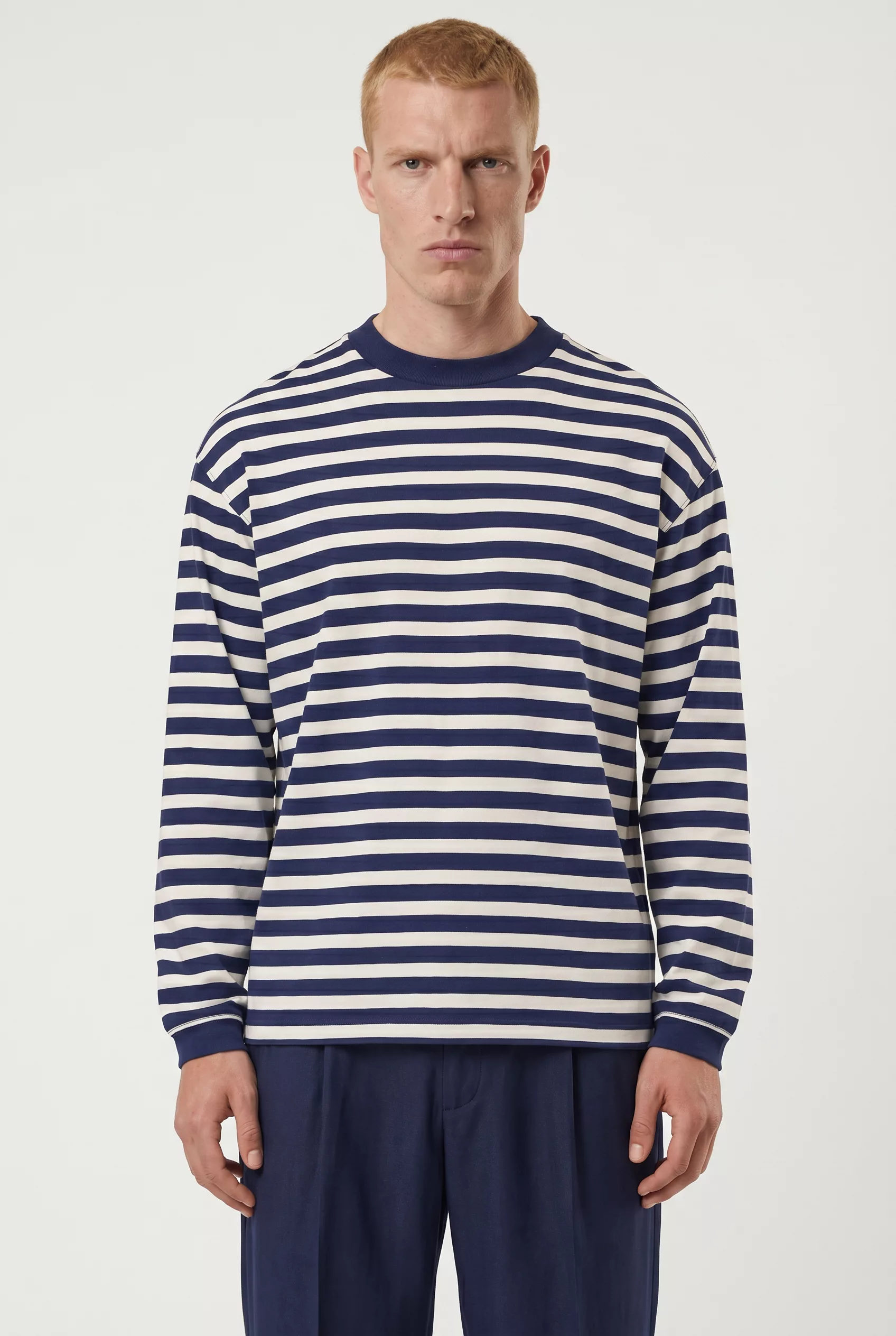 T-SHIRT MANCHES LONGUES MOTIFS MARIN BLEU MARINE NN.07