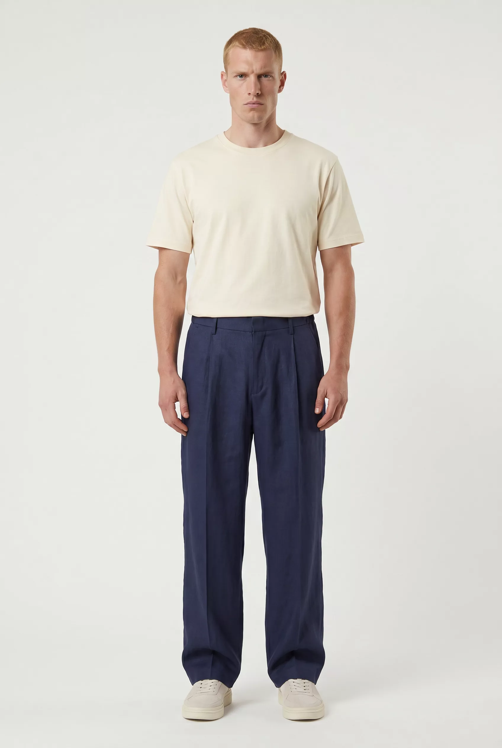 PANTALON A PINCE EN LIN MARINE NN.07 KAY1808-204