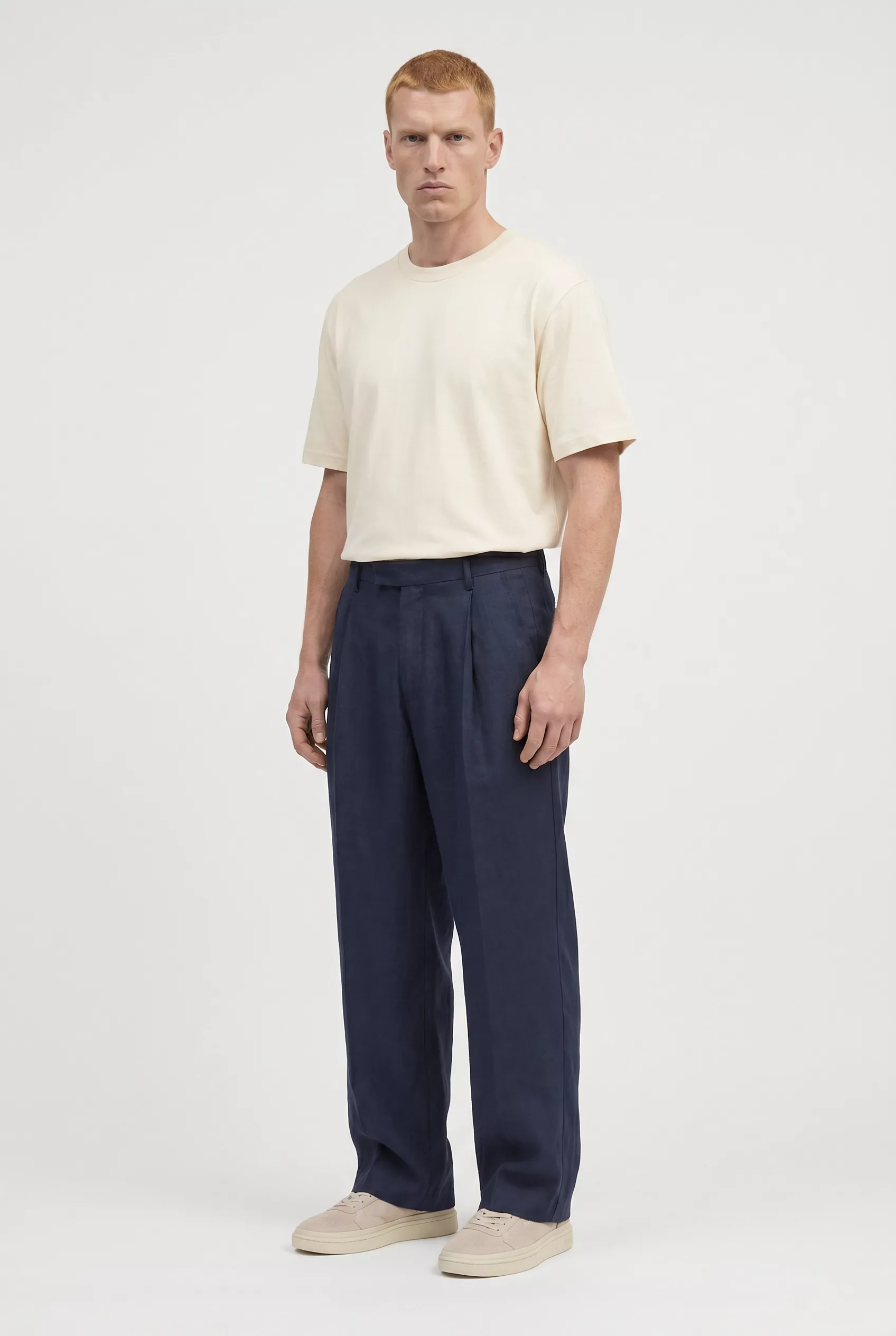 PANTALON A PINCE EN LIN MARINE NN.07 KAY1808-204