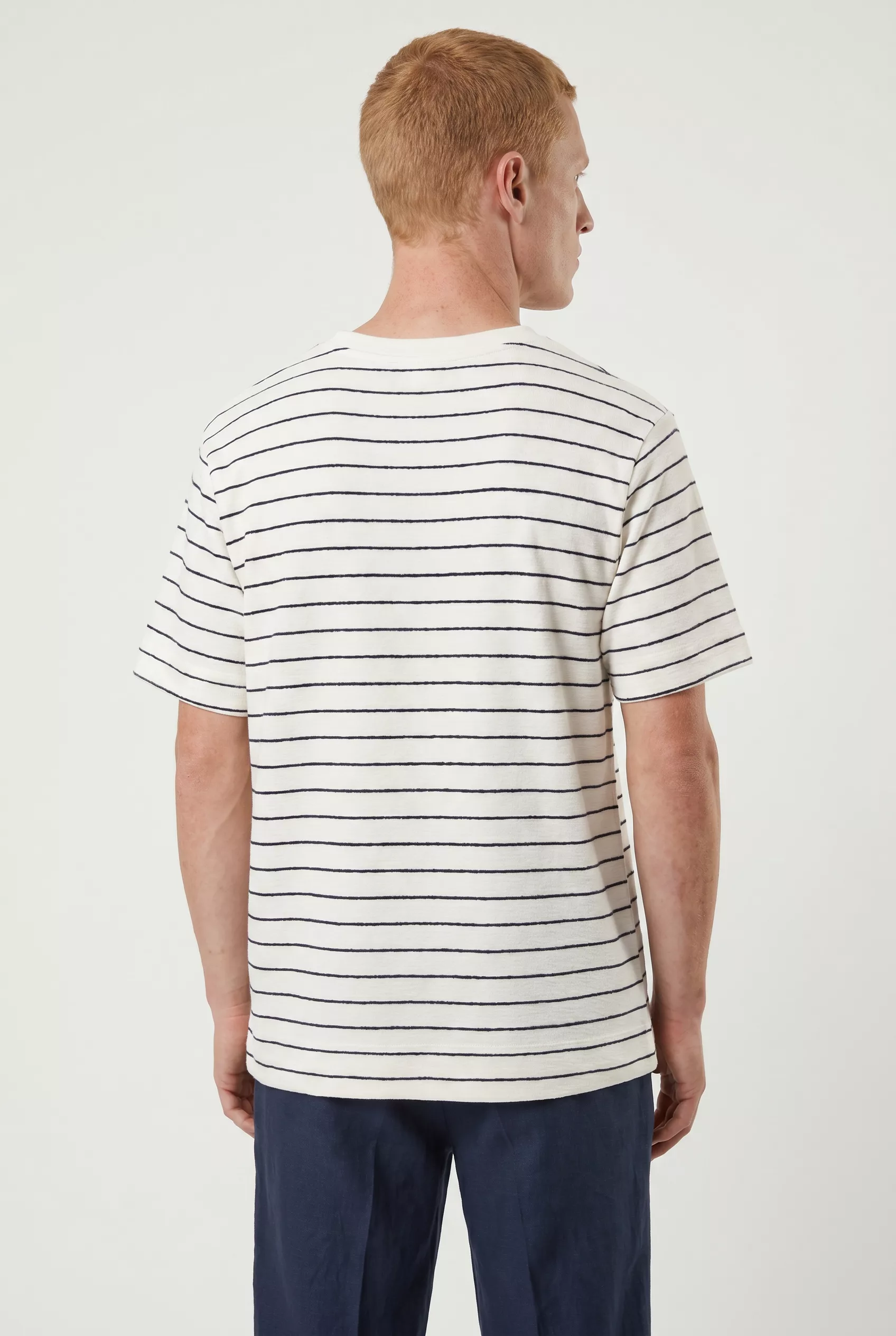 T-SHIRT EN COTON ECRU A RAYURES BLEU NN.07 PEDRO SS-200